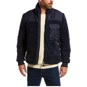 New Alex Mill fleece lined Sherpa field jacket in navy blue
